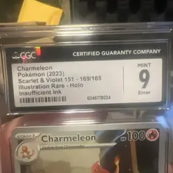 Pokemon CGC 9 Charmeleon Illustration Rare From 151 169/165 ERROR CARD - Image 2