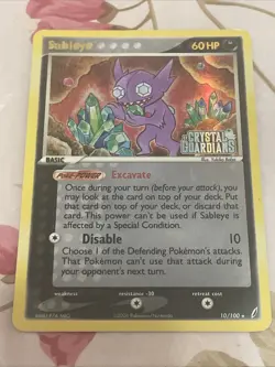 Pokemon TCG Sableye Crystal Guardians 10/100 Reverse Holo Card - Image 1
