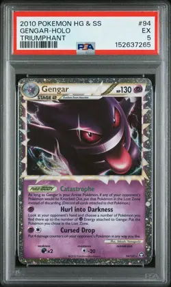 2010 Pokemon Heart Gold & Soul Silver Triumphant 94 Gengar Holo PSA 5 152637265 - Image 1