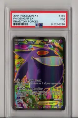 2014 Pokemon XY Phantom Forces 114 Full Art Gengar EX PSA 7 - Image 1