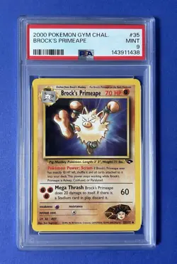 2000 Pokemon Gym Chal. Brock’s Primeape #35 PSA 9 MINT - Image 1