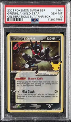 2021 POKEMON SWSH BLACK STAR PROMO #144 GRENINJA-GOLD STAR PSA 10 - Image 1