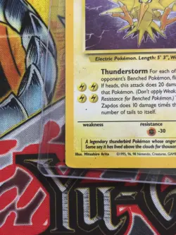 Pokemon TCG Zapdos Fossil Holo Card 15/62 Unlimited Rare Holo - Image 3