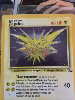 Pokemon TCG Zapdos Fossil Holo Card 15/62 Unlimited Rare Holo - Image 4