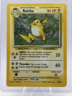 Pokemon TCG Raichu Base Set Holo 14/102 Damaged - Image 1