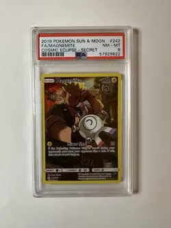 Pokemon TCG- Magnemite #242 S&M Cosmic Eclipse Secret Rare Holo Full Art PSA 8 - Image 1