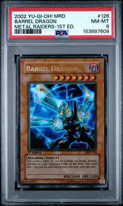2002 YU-GI-OH! MRD-METAL RAIDERS 1ST EDITION #126 BARREL DRAGON PSA 8 - Image 1