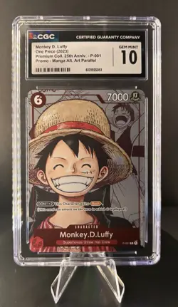 One Piece Monkey D Luffy P-001 25th Anniversary Promo CGC 10 - Image 1