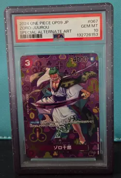 2024 ONE PIECE OP-09 JP ZORO- JUUROU SPECIAL ALT ART #067 PSA GRADED GEM MINT 10 - Image 3