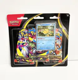 2025 Pokemon TCG Mega Evolution 3 Pack Blister With Psyduck Promo Card - Image 1