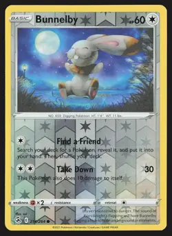 SWSH08: Fusion Strike Bunnelby #214/264 Reverse Holo Pokemon Card - Image 1