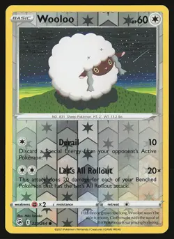 SWSH08: Fusion Strike Wooloo (221) #221/264 Reverse Holo Pokemon Card - Image 1