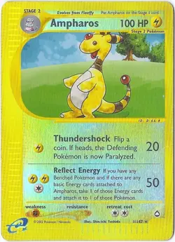 Pokemon Trading Card Game Ampharos 1 di 147 Carte Set Aquapolis Eng Wizards - Image 1