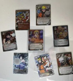 Bandai Naruto CCG Card Lot NM Sasuke, Naruto, Kakashi, In Awe of the Legends hol - Image 1
