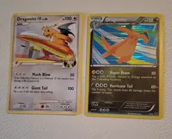 2 dragonite pokemon cards. Original card from 2009, holo 2012 - Image 1