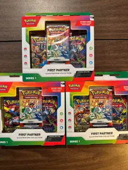 Pokemon TCG - First Partner Illustration Collection Box Series 1 - Sealed 3 Pack - Image 1