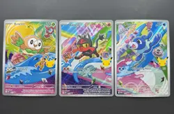 Popplio Rowlet Litten 43 44 45 Set Pokemon 30th Anniversary First Partner CLEAN - Image 1