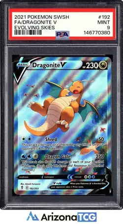 Pokemon 2021 Dragonite V 192/203 Alt Art Evolving Skies PSA 9 - Image 1