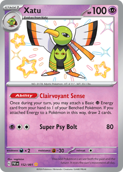 Xatu 152/091 Shiny Rare Paldean Fates Pokemon NM/M - Image 4
