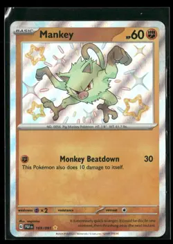 Mankey 169/091 Shiny Rare Paldean Fates Pokemon NM/M - Image 1