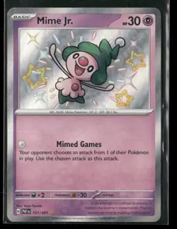 Mime Jr. 157/091 Shiny Rare Paldean Fates Pokemon NM/M - Image 1