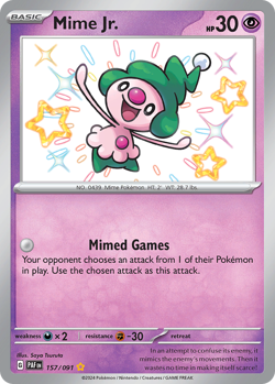 Mime Jr. 157/091 Shiny Rare Paldean Fates Pokemon NM/M - Image 4