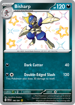 Bisharp 186/091 Shiny Rare Paldean Fates Pokemon NM/M - Image 4