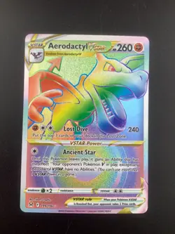 2022 Pokemon TCG Aerodactyl VSTAR 199/196 Lost Origin Rainbow Holo Rare NM - Image 1