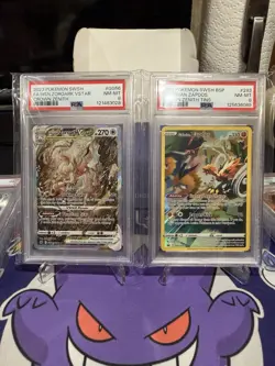 2023 Pokemon SWSH Crown Zeith Hisuian Zoroark Vstar And Galarian Zapdos PSA8 Lot - Image 1