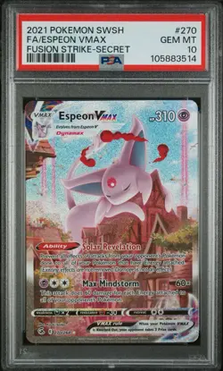 Pokemon Espeon VMAX Fusion Strike Secret Rare Full Alt Art #270 PSA 10 Gem Mint - Image 1