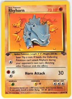 Pokemon TCG Rhyhorn Wizards Of The Coast First Edition Jungle Set Card #61/64 - Image 1