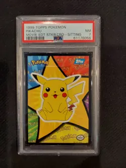 PSA 7 Pikachu (Sitting) Sticker Card Topps Pokemon Movie Edition - Image 1