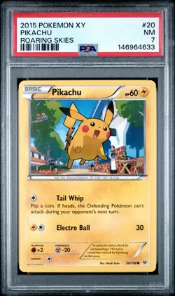 2015 POKEMON XY ROARING SKIES #20 PIKACHU PSA 7 - Image 1