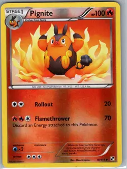 Pignite 18/114 Reverse Holo Black and White - Pokemon Card - NM - Image 1