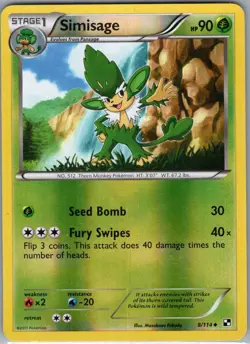 Simisage 8/114 Reverse Holo Black and White - Pokemon Card - NM - Image 1