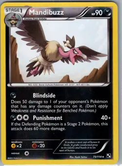 Mandibuzz 73/114 Reverse Holo Black and White - Pokemon Card - NM - Image 1