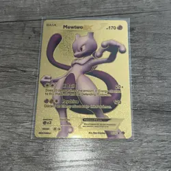 Pokemon Mewtwo EX 98/99 Next Destinies Gold Foil Fan Art Textured Collector Card - Image 1