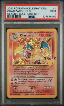 PSA 9 2021 POKEMON CELEBRATIONS CLASSIC #4 CHARIZARD HOLO RARE - Image 1