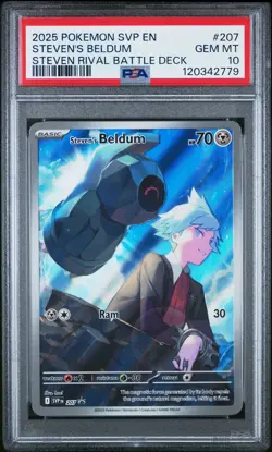 2025 POKEMON SVP EN-SV BLACK STAR PROMO #207 STEVEN'S BELDUM PSA 10 - Image 1
