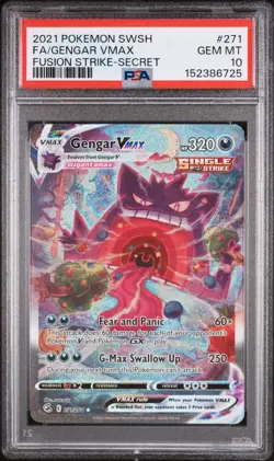 2021 POKEMON SWORD & SHIELD FUSION STRIKE SECRET FULL ART/GENGAR VMAX PSA 10 - Image 1