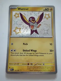Pokemon Wattrel Paldean Fates Shiny Rare Holofoil 145/091 - Image 1