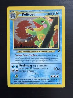 Pokemon TCG Politoed Holo Rare Card 8/75 Neo Discovery Unlimited Edition - Image 1
