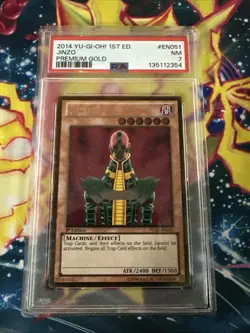 PSA 7 NM 1ST EDITION 2014 YUGIOH JINZO PREMIUM GOLD HOLO RARE PGLD-EN051 - Image 1