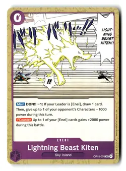 Lightning Beast Kiten OP15-076 Uncommon Adventure on Kami's Island One Piece NM - Image 1