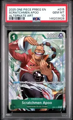 2025 PRB02-015 One PIece CCG The Best Vol.2 Scratchmen Apoo Alt Art PSA 10 - Image 1