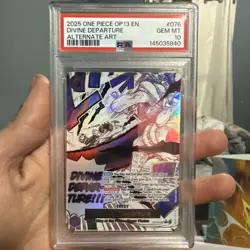2025 ONE PIECE OP13-CARRYING ON HIS WILL ALTERNATE ART DIVINE DEPARTURE PSA 10 - Image 1