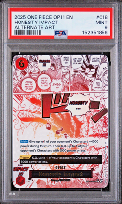 2025 ONE PIECE OP11-A FIST OF DIVINE SPEED ALTERNATE ART HONESTY IMPACT PSA 10 - Image 1