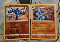 Pokemon Card lucario brilliant stars reverse & holo 079/172 riolu 078/172 - Image 1