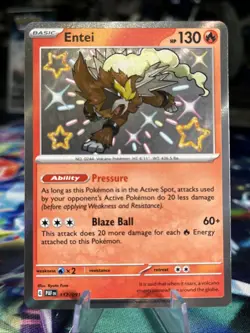 Pokemon TCG Shiny Entei Card 112/091 Paldean Fates Rare NM/M Condition - Image 1