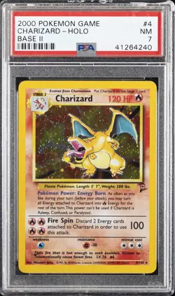2000 POKEMON BASE SET 2 #4 CHARIZARD-HOLO PSA 7 - Image 1
